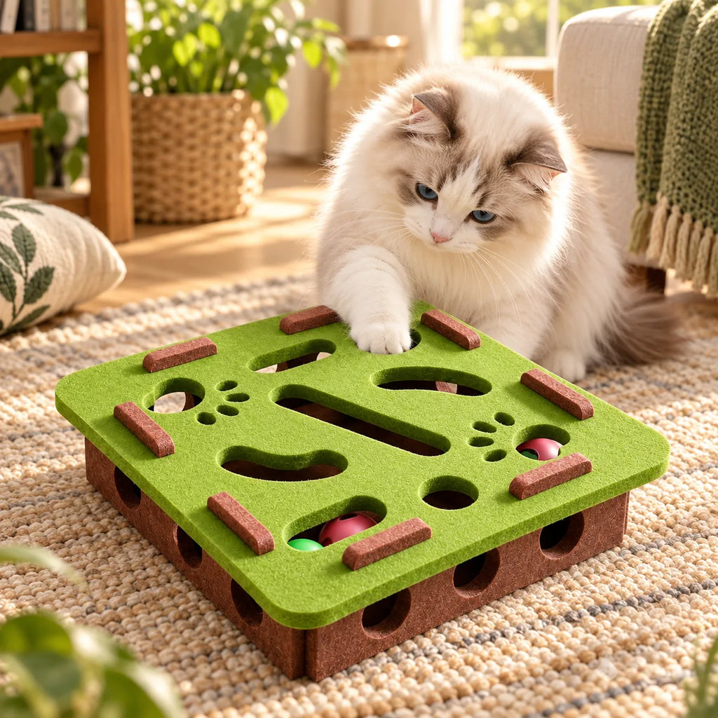 Interactive Felt Cat Scratching Maze – Anti-Shedding Cognitive Training Puzzle Toy