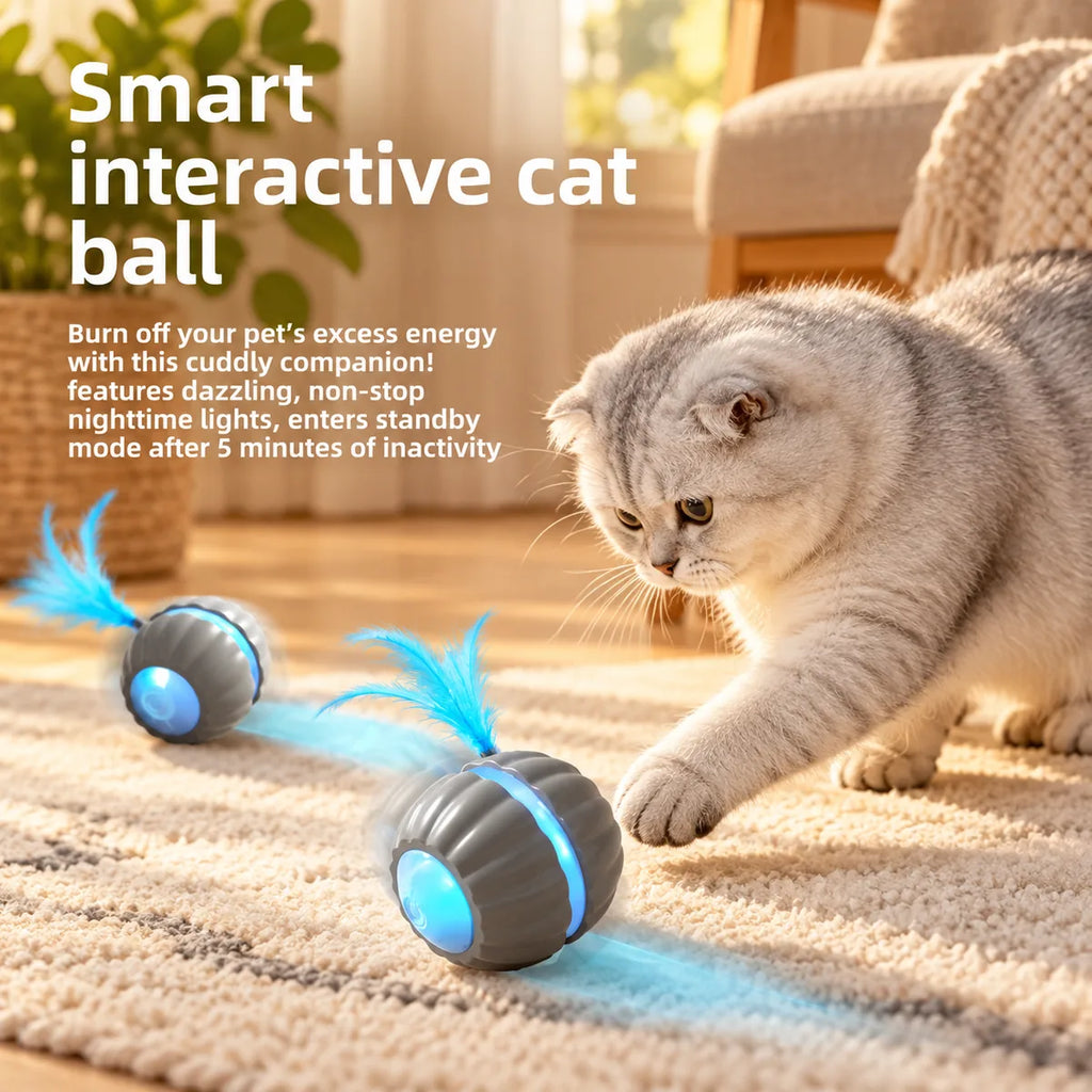 Smart Motorized Automatic Bouncing Cat Ball – Interactive Heavy-Duty Bite-Resistant Toy