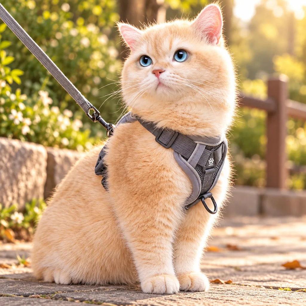 No-Choke Escape-Proof Cat Harness Vest – Breathable Reflective Walking Traction Set