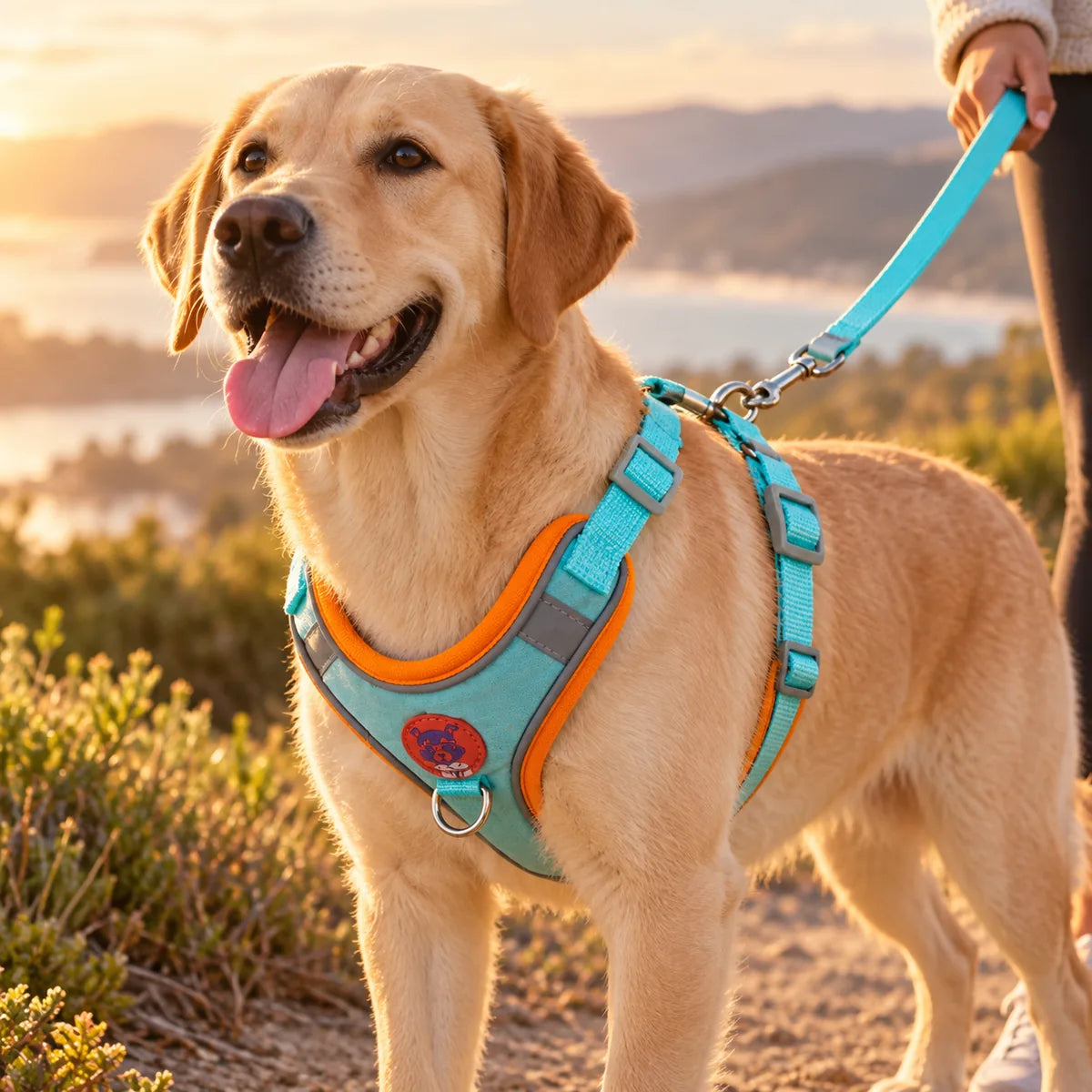 No-Choke Soft Padded Dog Leash Vest – Adjustable Reflective Night Safety Walking Set