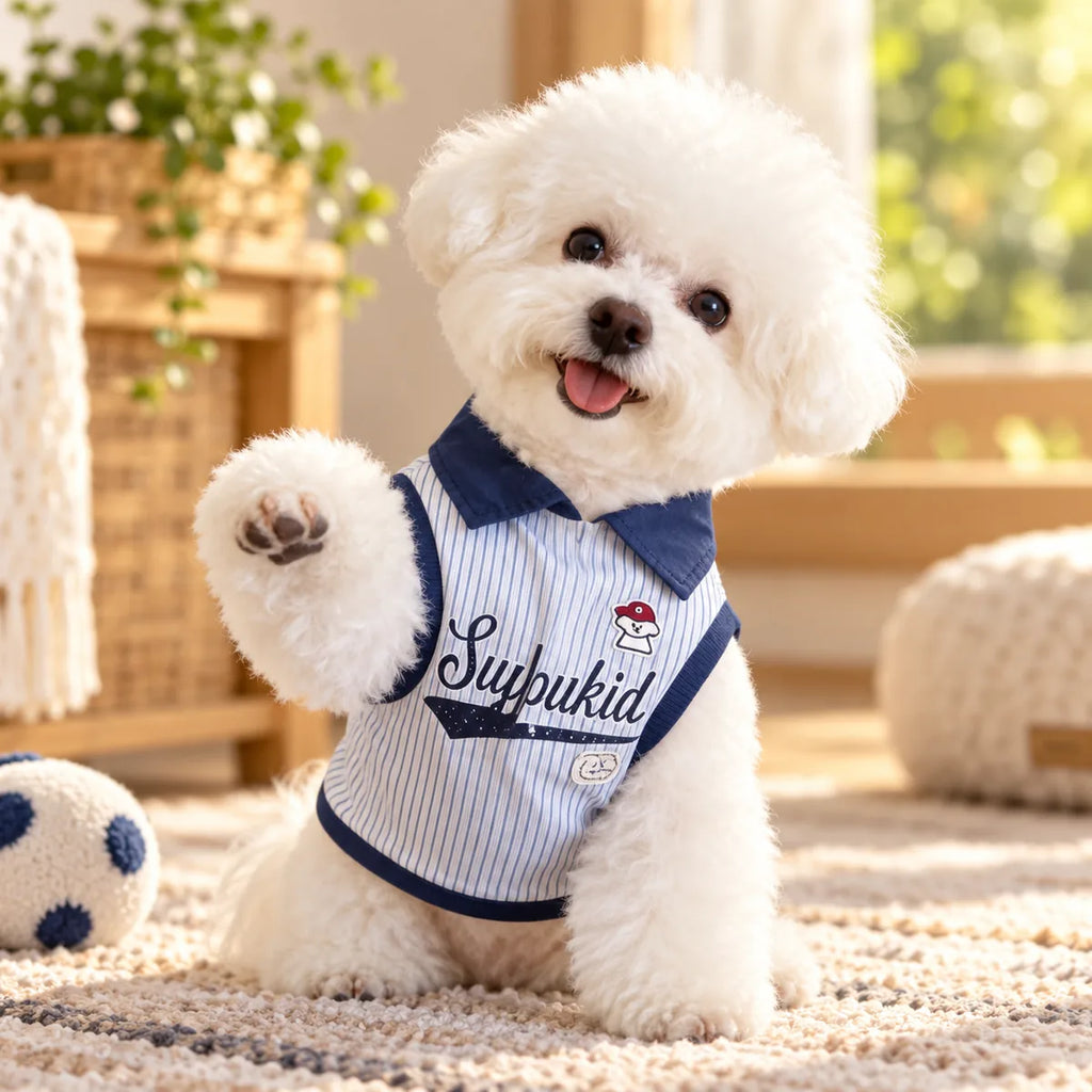 Classic Polo Collar Summer Dog Vest – Lightweight Breathable Thin Home Lounge Wear