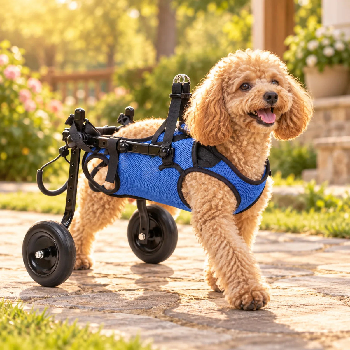 Adjustable Metal Pet Rehabilitation Cart – Foldable Hind Leg Mobility Walking Aid
