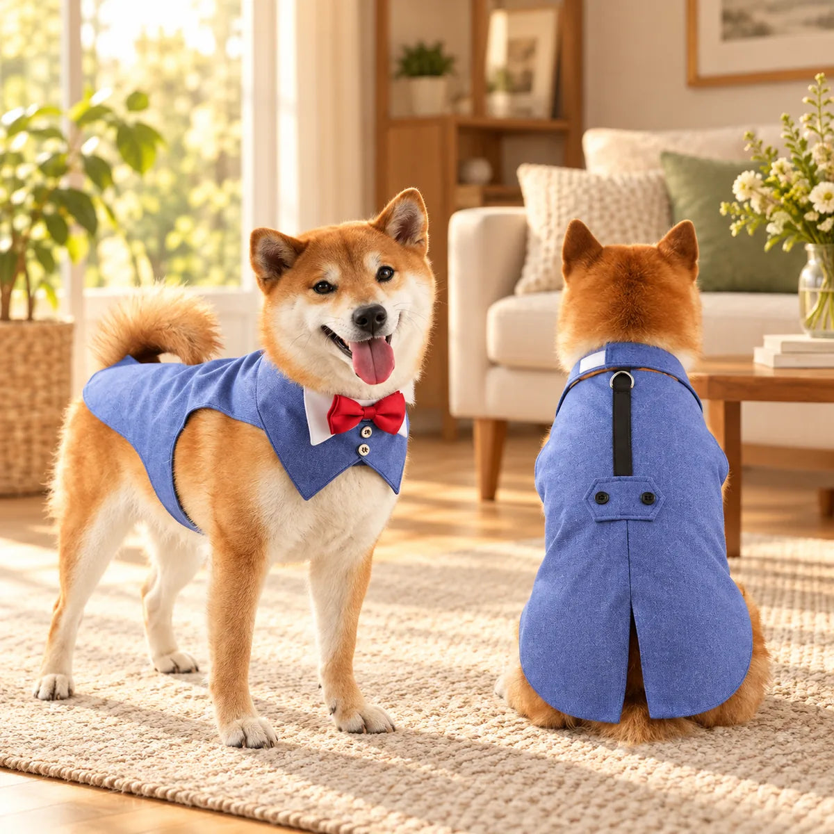 Elegant British Style Pet Dog Tuxedo Vest – Classic Formal Attire With Bow Tie
