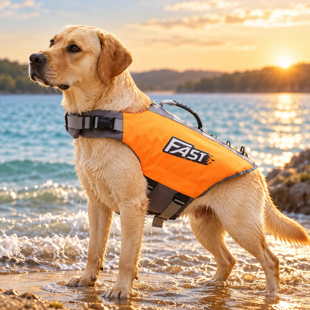 High-Buoyancy Lightweight Dog Swimming Vest – Secure Velcro Reflective Water Safety Coat
