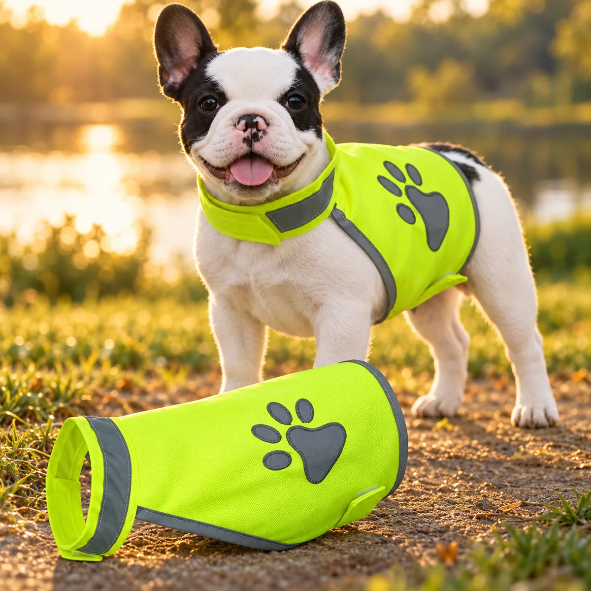 High-Visibility Reflective Dog Safety Vest – Breathable Bright Flashing Slip-On Wrap