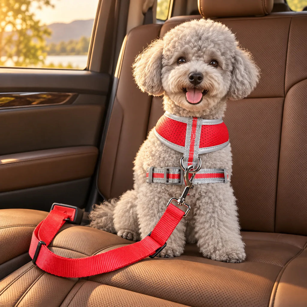 3-in-1 Retractable Elastic Dog Seat Belt – Heavy-Duty Anti-Shock Outdoor Training Safety Lead