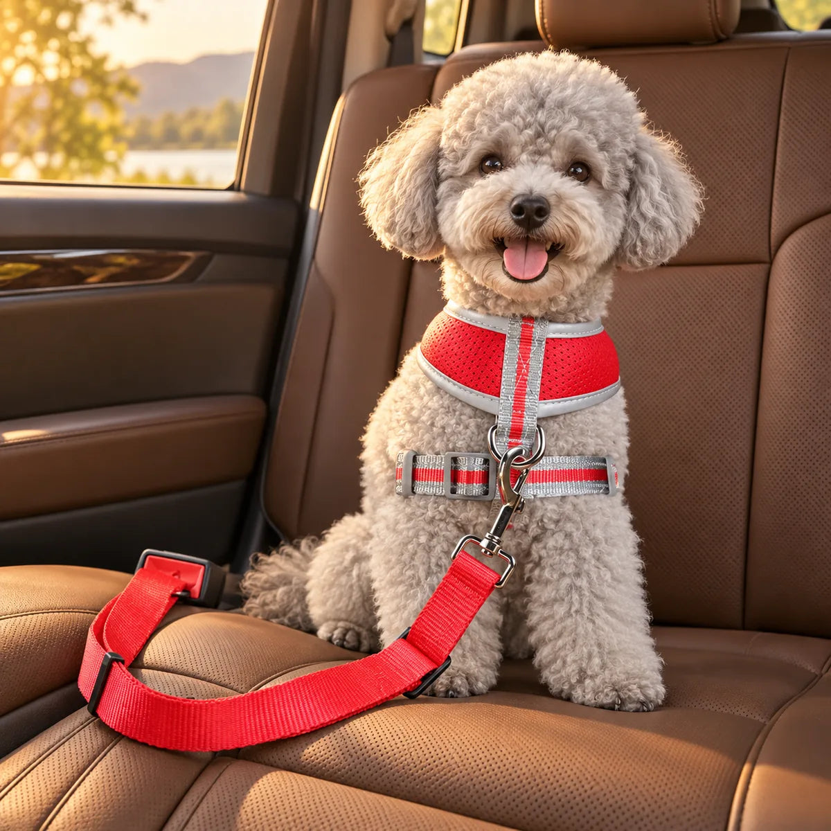 3-in-1 Retractable Elastic Dog Seat Belt – Heavy-Duty Anti-Shock Outdoor Training Safety Lead