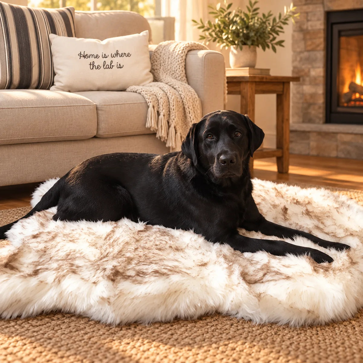 Comfortable Faux Fur Dog Mat – Plush Water-Resistant Removable Cushion Sofa Bed Wrap