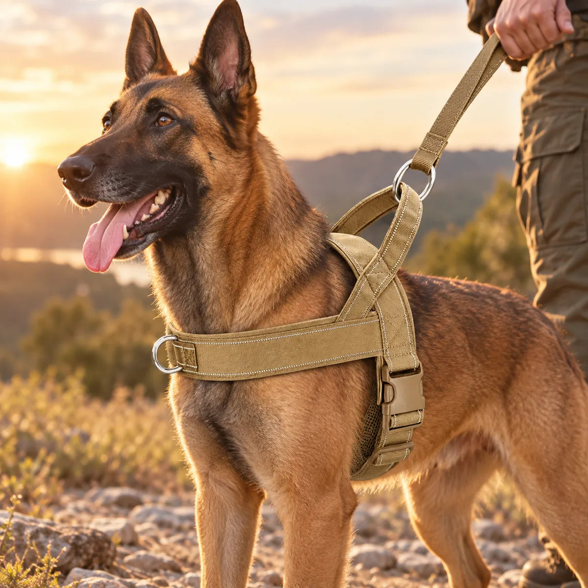 Heavy-Duty Explosion-Proof Tactical Dog Harness – Rugged Training Vest With Safety Collar