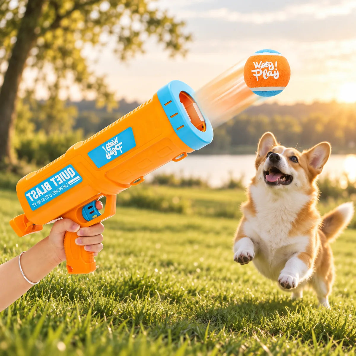 Automatic Interactive Tennis Ball Launcher – Heavy-Duty Bite-Resistant Canine Fitness Thrower