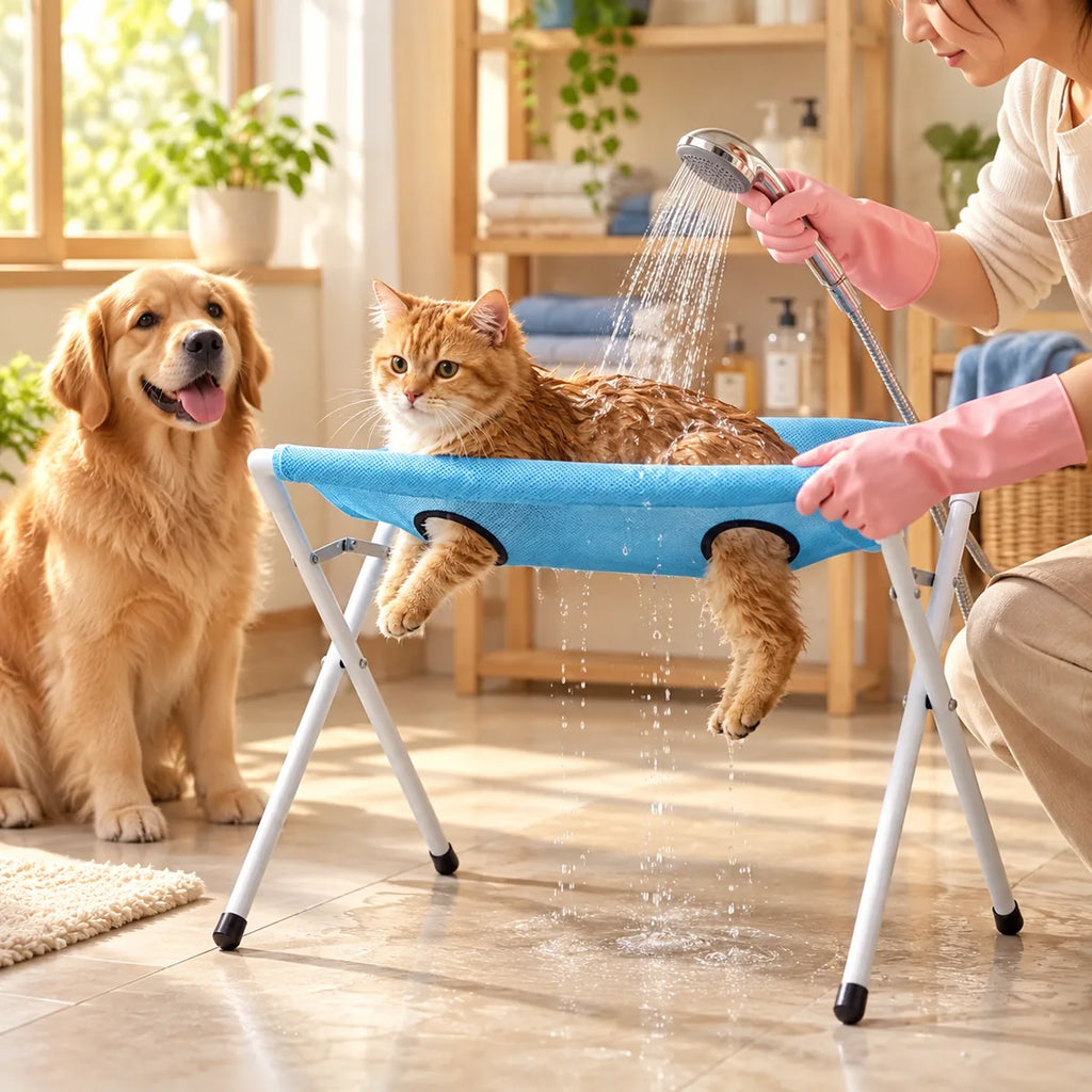 Adjustable Suspension Pet Grooming Hammock – Secure Restraint Quick-Dry Mesh Nail Trimming Station