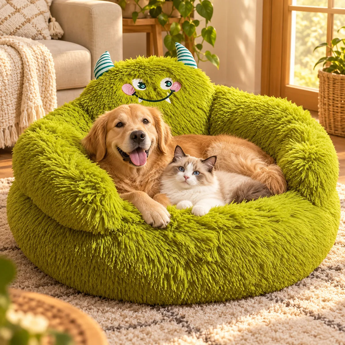 Elevated Thickened Four-Seasons Pet Nest – Washable Multi-Cat Lounge Bed