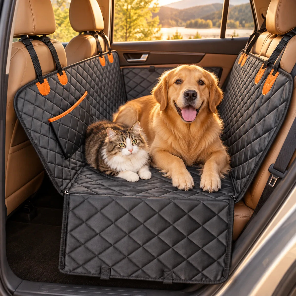 Waterproof Mesh Window Pet Car Seat Mat – Heavy-Duty Anti-Slip Travel Hammock Protector