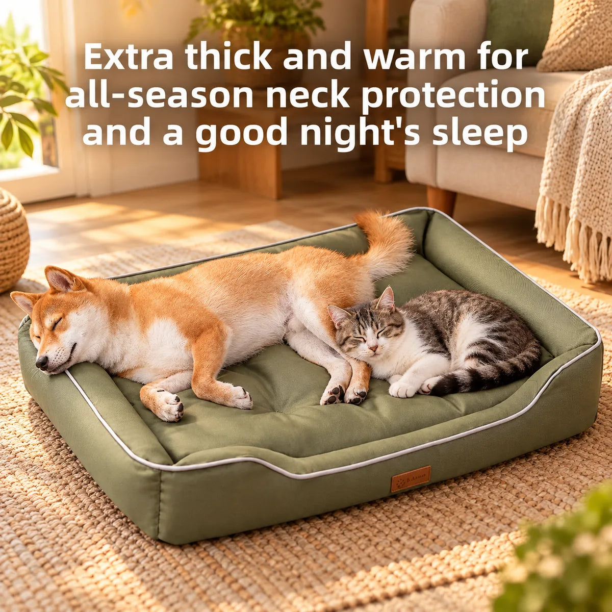 Chew-Resistant All-Seasons Cooling Pet Bed – Urine-Proof Washable Non-Stick Fur Cushion