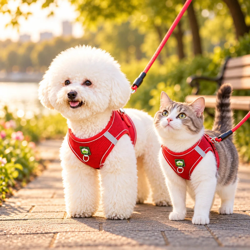 No-Pull Breathable Pet Harness Vest – Adjustable Reflective Night Safety Walking Set