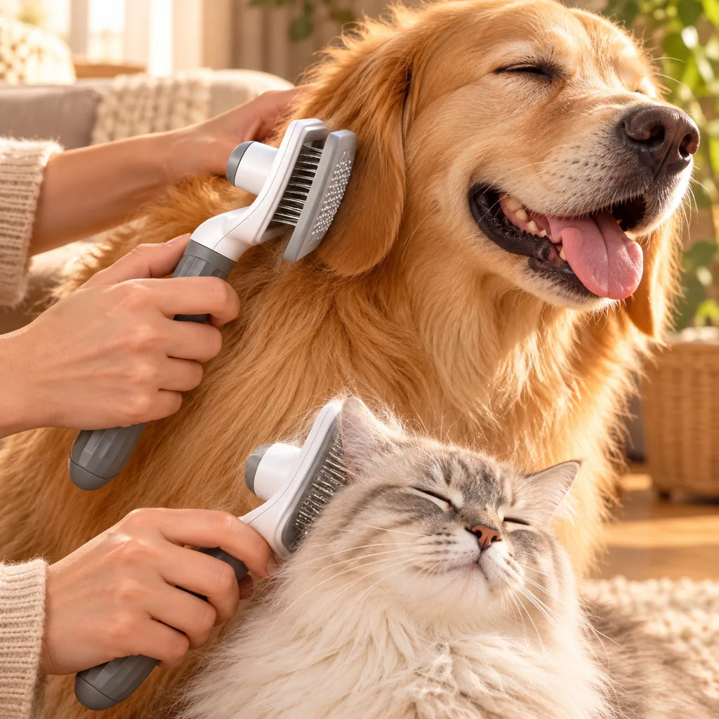 Dual-Sided Stainless Steel Pet Grooming Comb – No-Scratch Detangling Hair Deshedding Brush