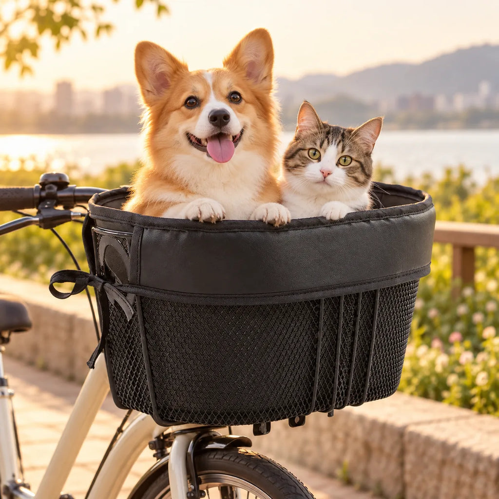 Foldable Bicycle Pet Cargo Basket – Universal Iron Quick-Release Mountain Road Frame