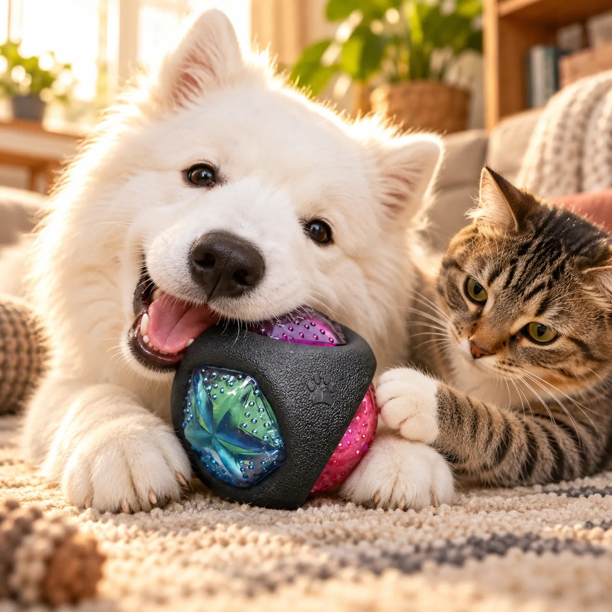 Glow-in-the-Dark Chew-Resistant Rubber Pet Training Ball – High-Elasticity Interactive Night Safety Toy