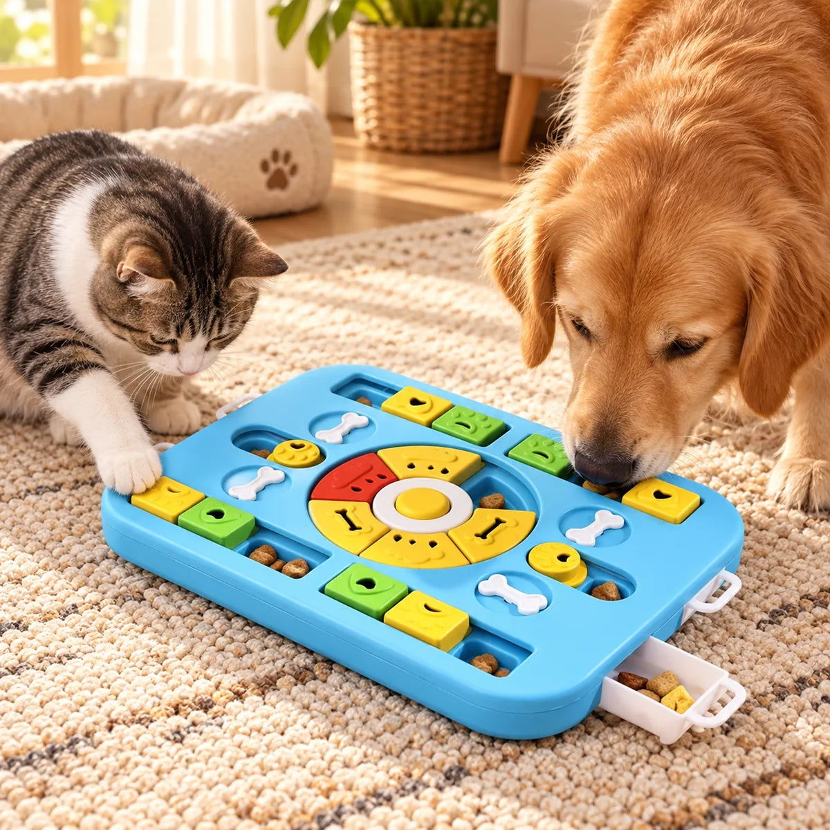 Interactive Puzzle Slow Feeder Maze Tray – Cognitive Training Enrichment Sniffing Meal Station