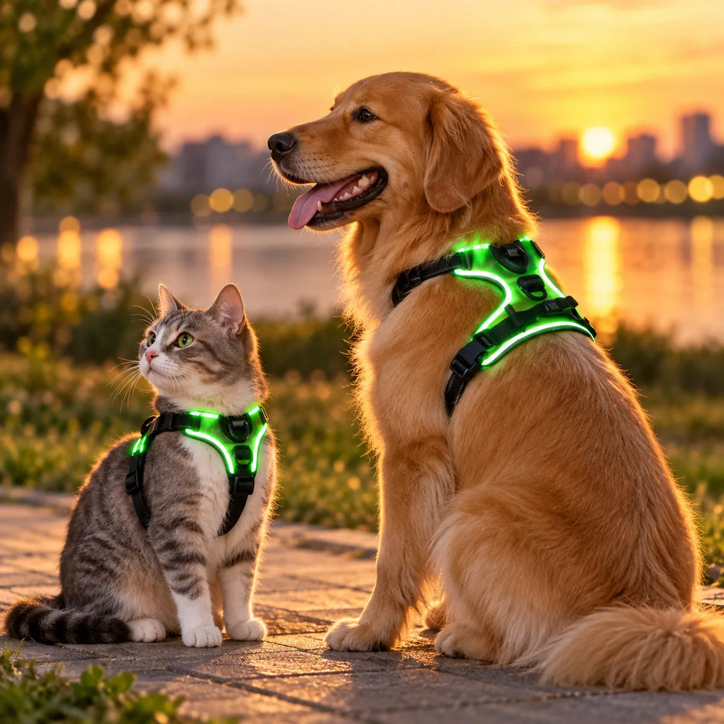 Adjustable LED Luminous Pet Chest Strap – High-Visibility Safety Night Walking Vest