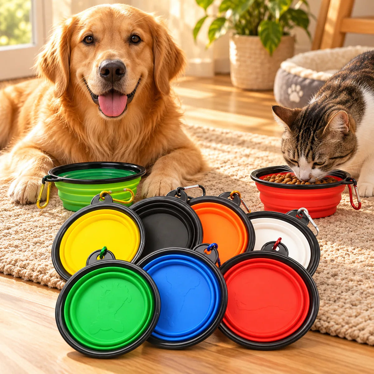 Portable Foldable TPE Pet Bowl – Lightweight Compact Outdoor Travel Food Water Dish