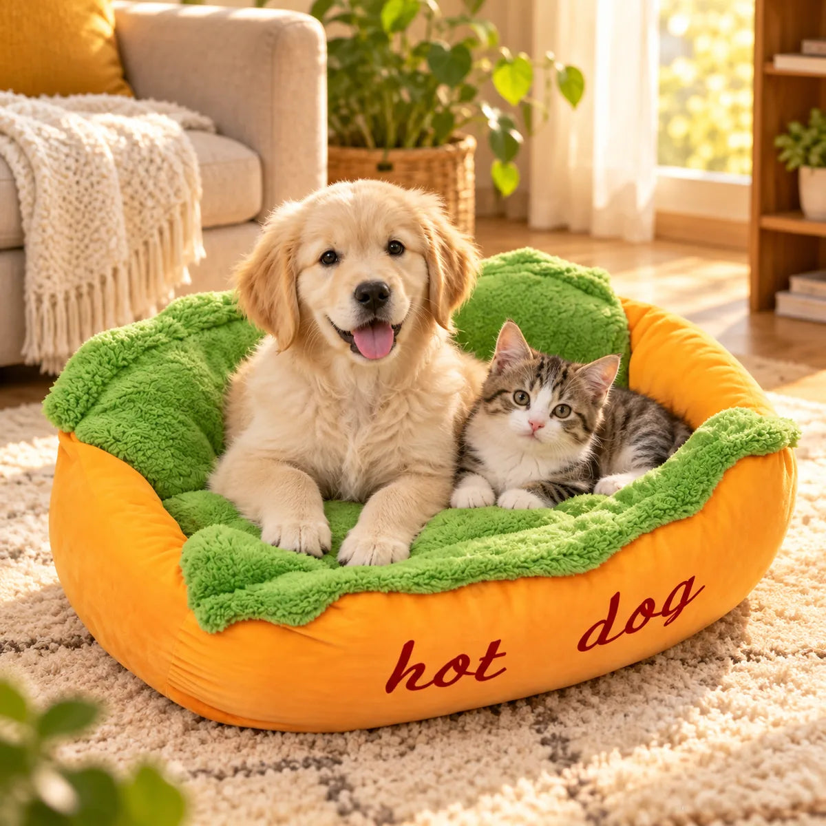 Washable Removable Pet Bed – Winter Warm PP Cotton Insulating Nest