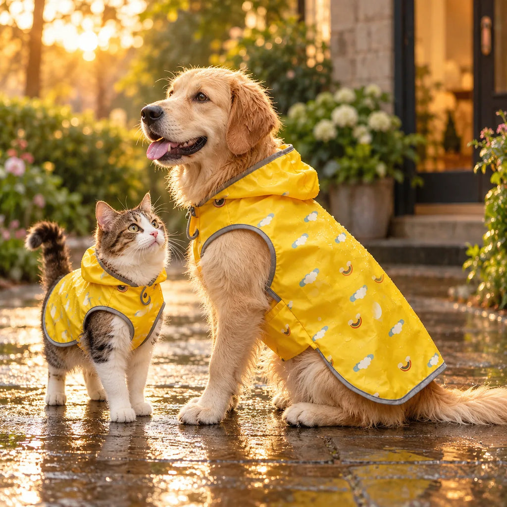 Reversible Reflective Waterproof Pet Raincoat – Adjustable Velcro Dual-Sided All-Weather Storm Jacket