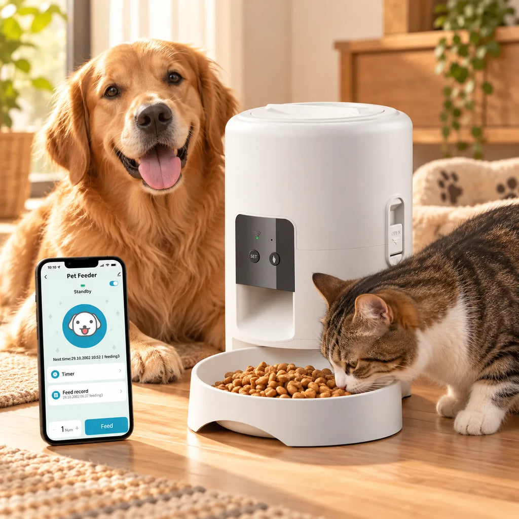 Smart WiFi Automatic Pet Feeder – App-Controlled Timed Dog And Cat Food Dispenser