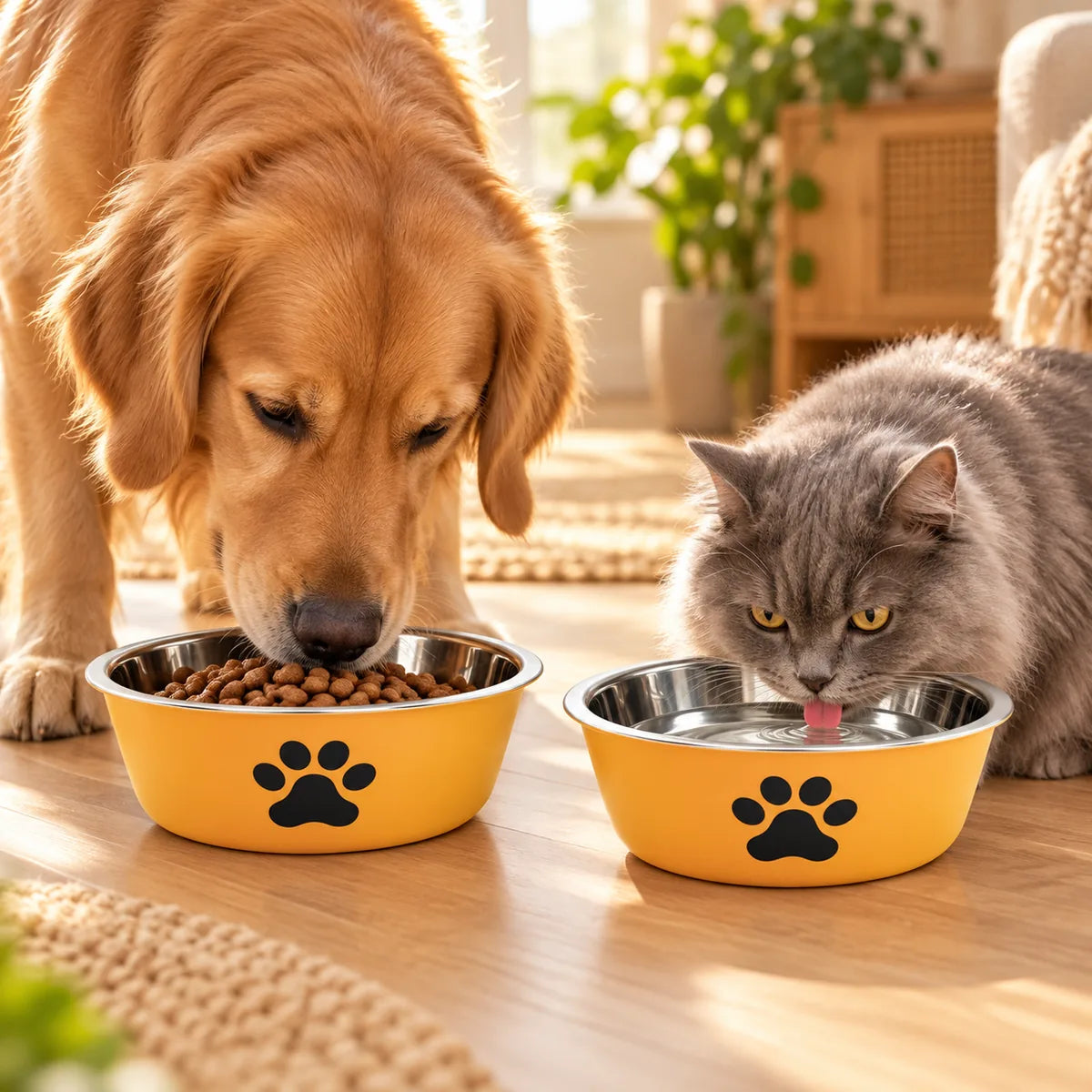 Dual-Layer Stainless Steel Pet Bowl – Removable No-Slip Food And Water Diner