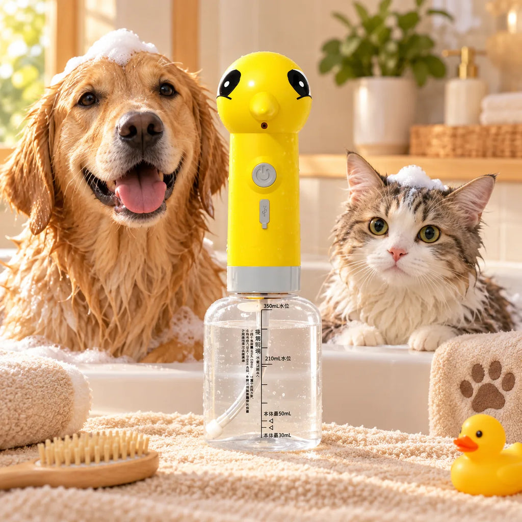 Smart Rechargeable Automatic Pet Bath Bubbler – Cordless One-Touch Rich Lathering Device