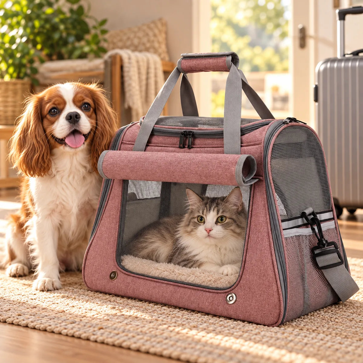 Foldable Breathable Pet Carrier Bag – Versatile Multi-Way Shoulder Strap Travel Backpack