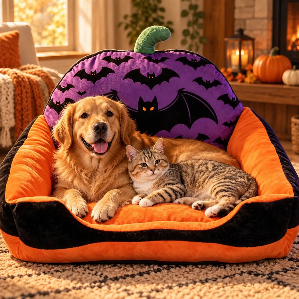 Halloween Spooky Cartoon Pet Sofa Bed – Soft Winter Warm Festive Atmosphere Cushion
