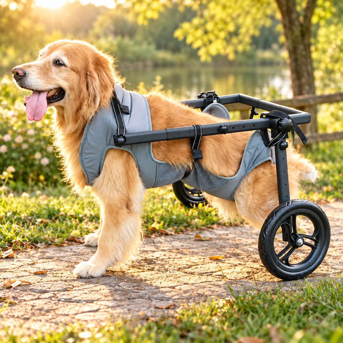 Adjustable Multi-Wheel Pet Dog Wheelchair – Foldable Hind Limb Mobility Rehabilitation Cart