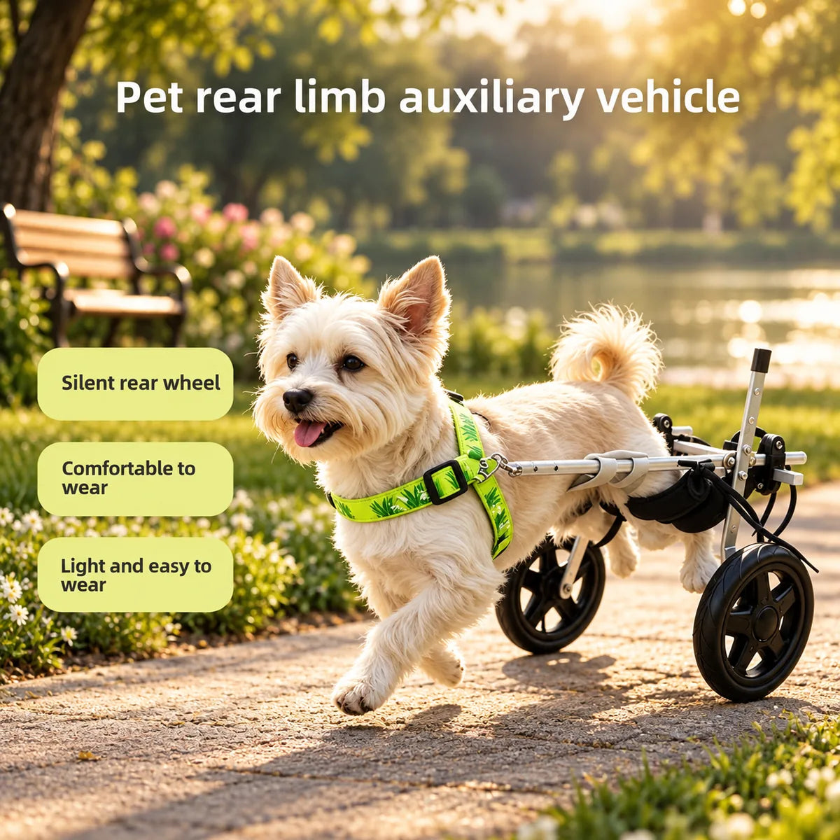 Adjustable Two-Wheeled Small Pet Wheelchair – Hind Leg Paralysis Mobility Rehabilitation Walker