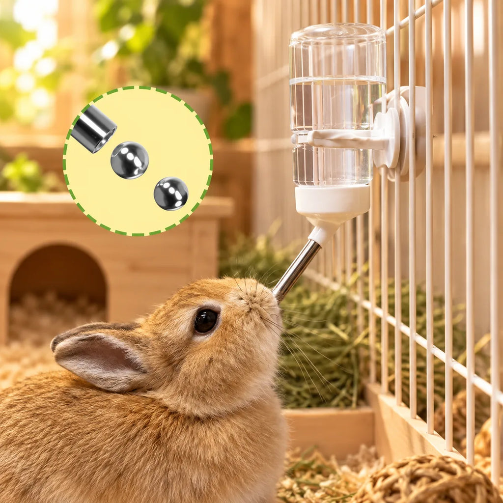 No-Drip Double Ball Bearing Small Animal Water Bottle – Leak-Proof Cage Mount Dispenser