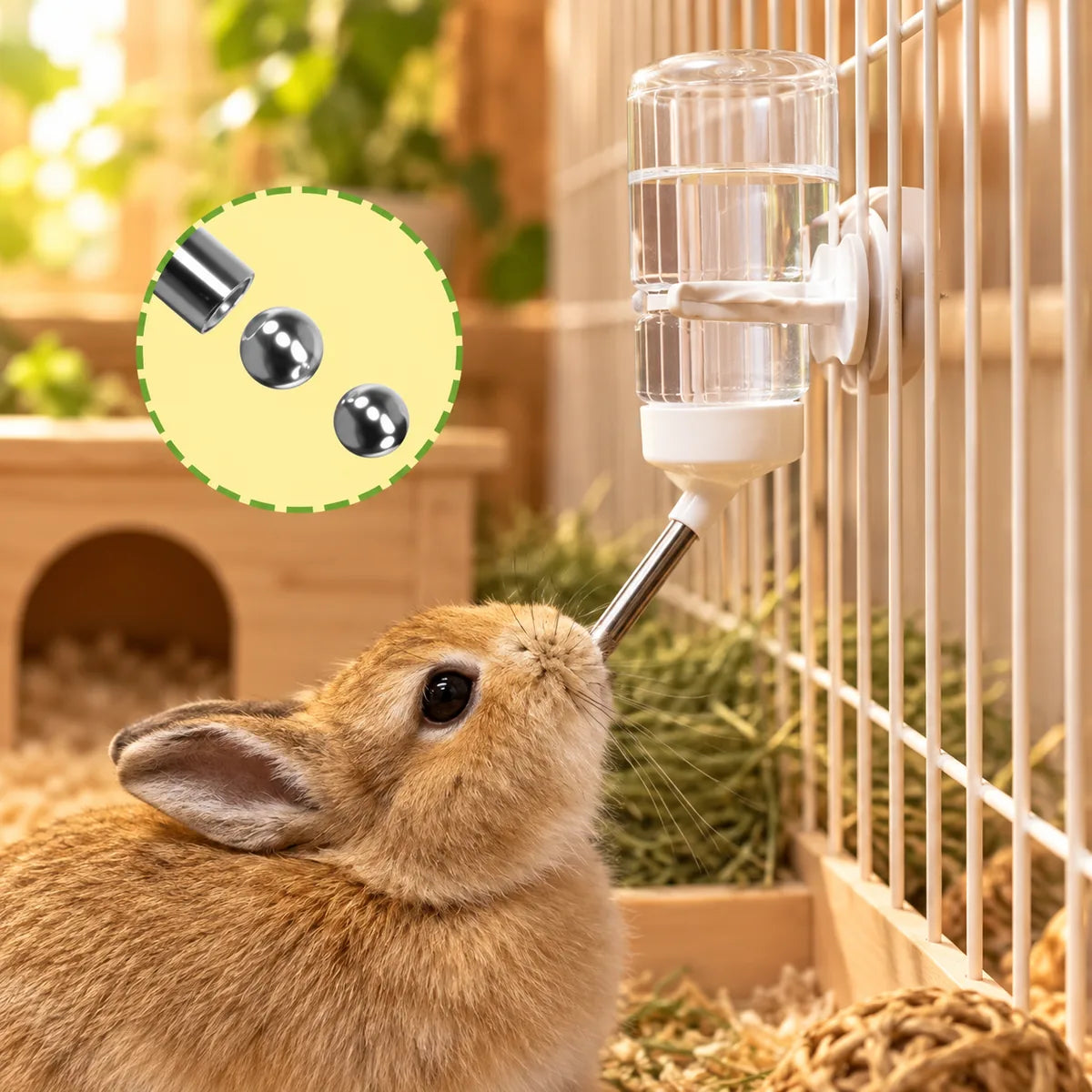 No-Drip Double Ball Bearing Small Animal Water Bottle – Leak-Proof Cage Mount Dispenser