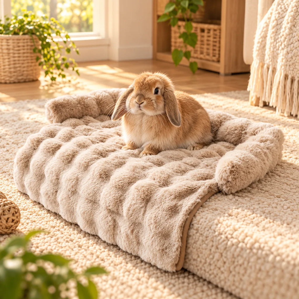 Anti-Anxiety Faux Rabbit Fur Pet Bed Mat – Thickened Winter Warm Non-Slip Rug