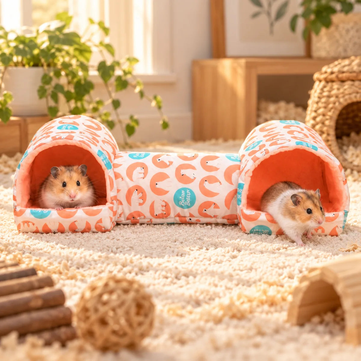 Fleece Tunnel Small Animal Pet Nest – Winter Warm Hidden Foraging Small Animal Pet Cave