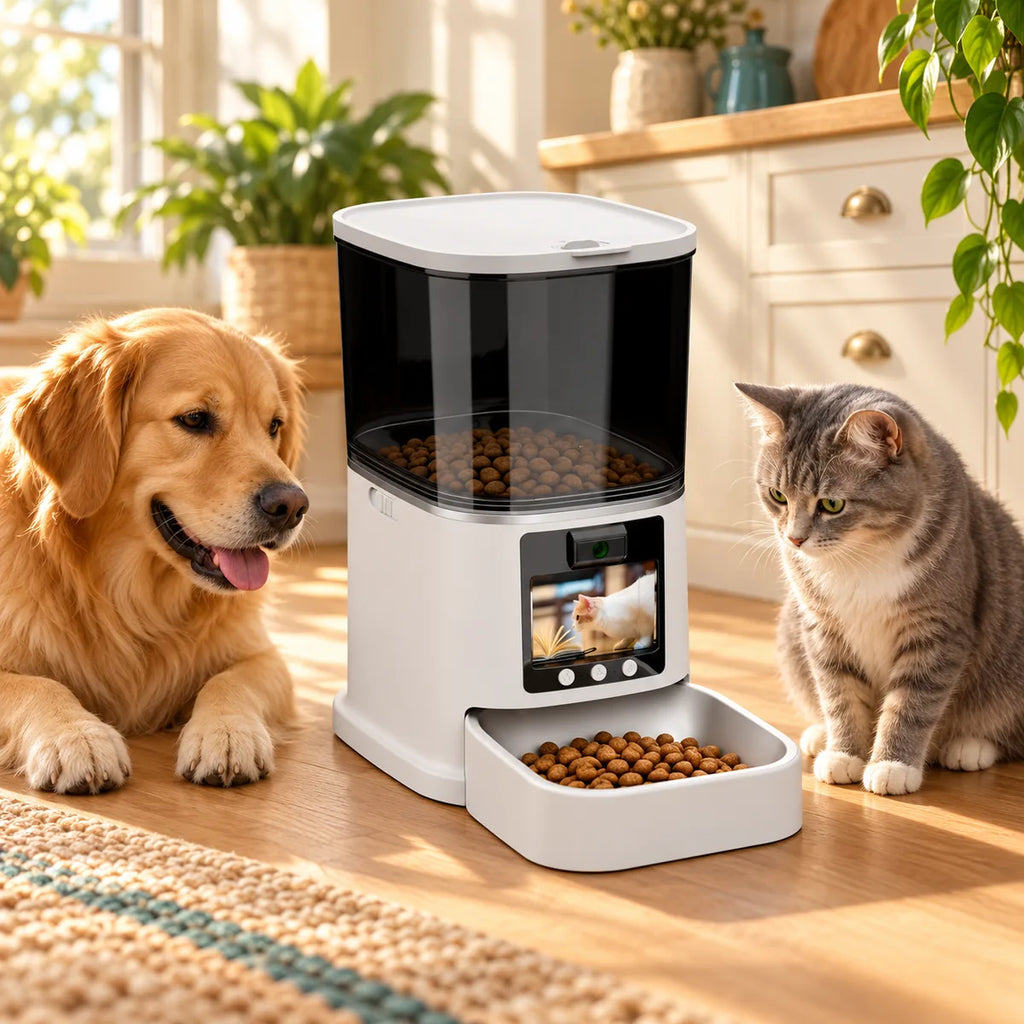 Dual-Camera Smart Automatic Pet Feeder – 5L WiFi App Control Anti-Jam Kibble Dispenser