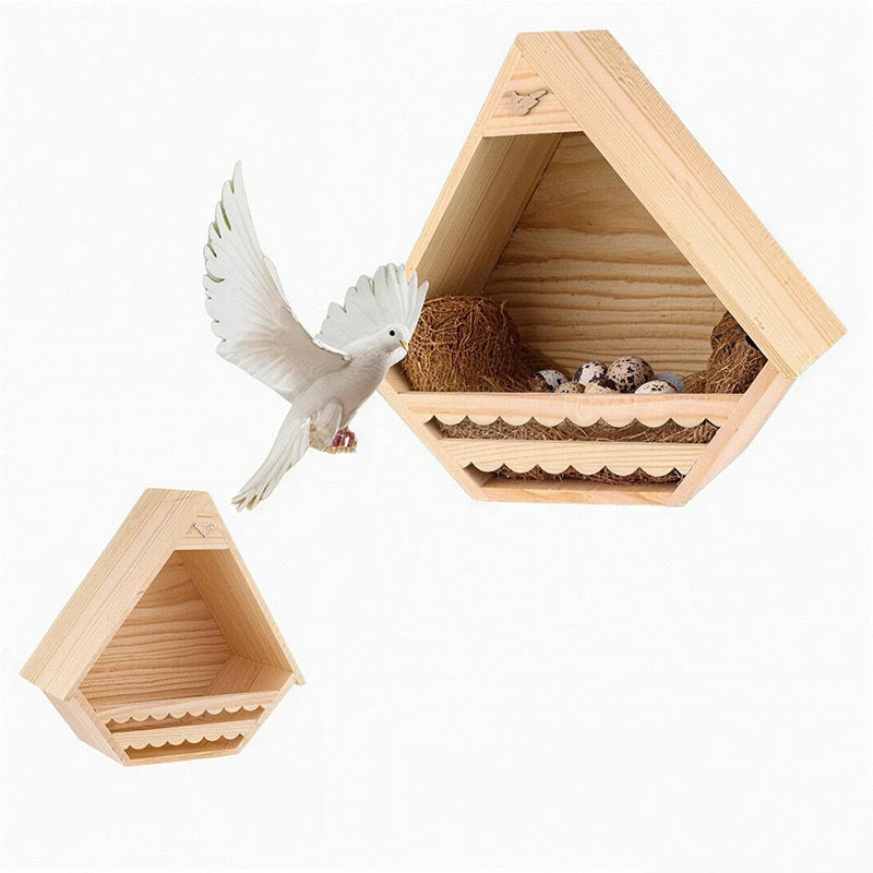 Hanging Pine Wood Outdoor Bird House – Weather-Resistant Garden Breeding Nesting Box
