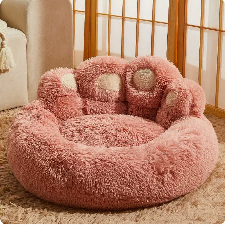 Anti-Anxiety Flannel Lazy Sofa Pet Bed – Winter Warm Washable Deep Sleep Nest