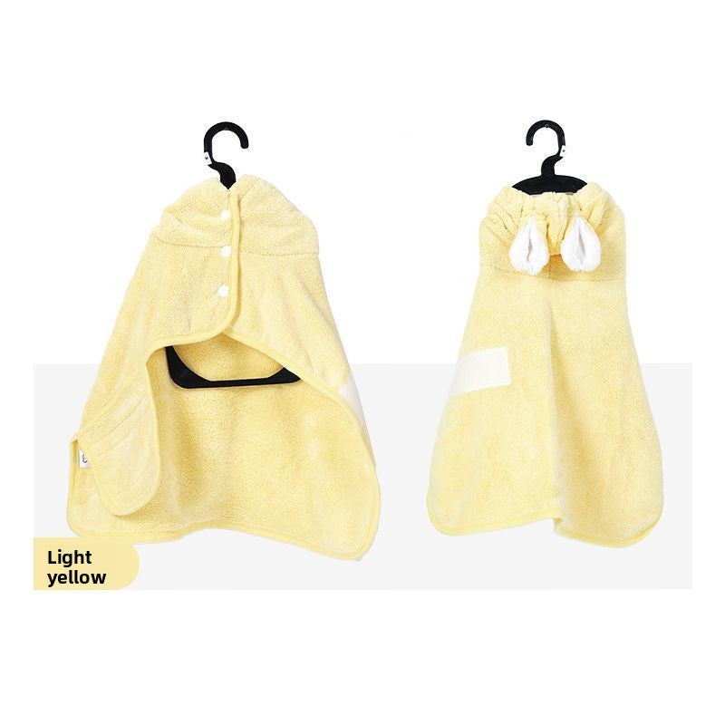 Quick-Drying Hooded Pet Bath Towel – Ultra-Absorbent Soft Coral Fleece Wrap