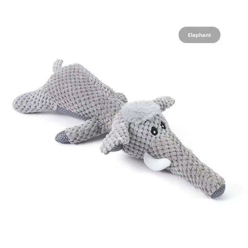 Plush Squeaky Corn-Lint Dog Toy – Heavy-Duty Molar Teething Animal Boredom Relief