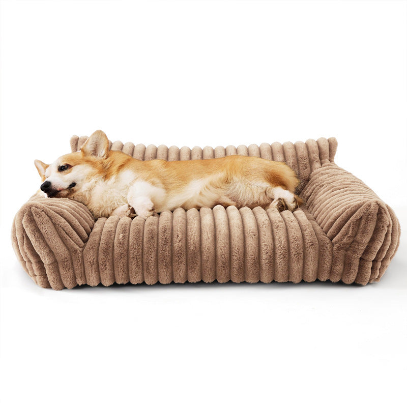 Anti-Anxiety Washable Plush Pet Sofa Bed – Removable All-Season Calming Couch Lounger