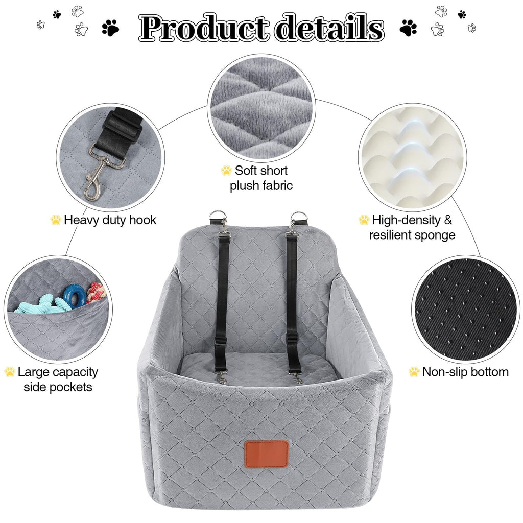 Washable Elevated Base Pet Car Bed – Detachable Breathable Multi-Surface Travel Seat