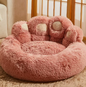 Anti-Anxiety Flannel Lazy Sofa Pet Bed – Winter Warm Washable Deep Sleep Nest