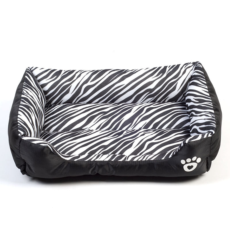 Water-Resistant Oxford Cloth Pet Nest – Rectangular Animal Pattern Cotton Dog Bed