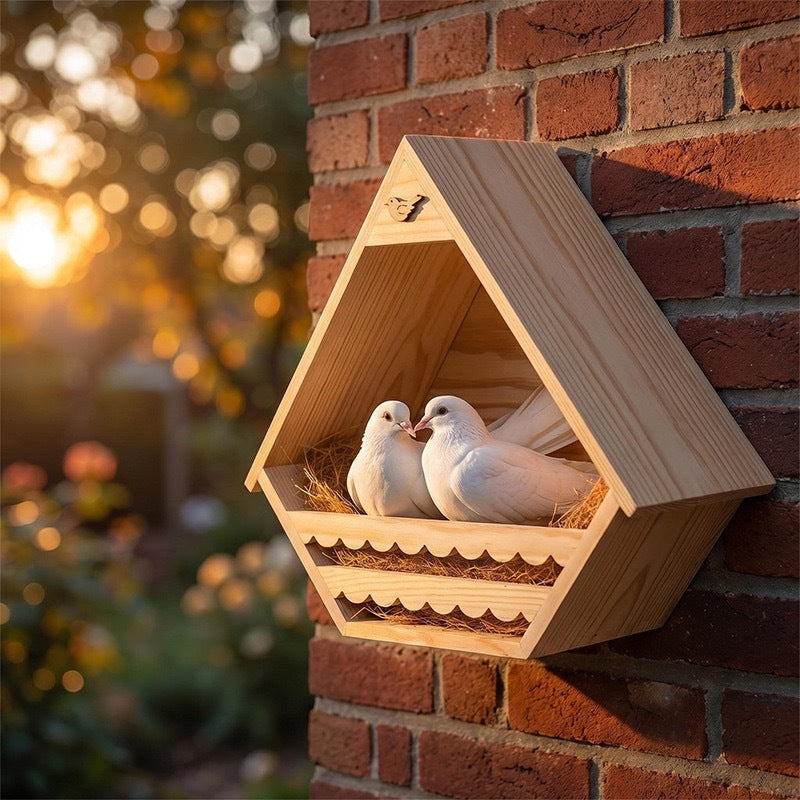 Hanging Pine Wood Outdoor Bird House – Weather-Resistant Garden Breeding Nesting Box
