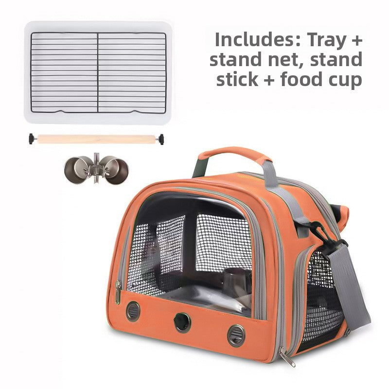 Portable Bird Carrier Shoulder Bag – Breathable Mesh Adjustable Travel Parrot Tote