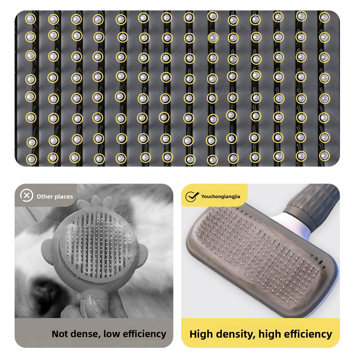Dual-Sided Stainless Steel Pet Grooming Comb – No-Scratch Detangling Hair Deshedding Brush